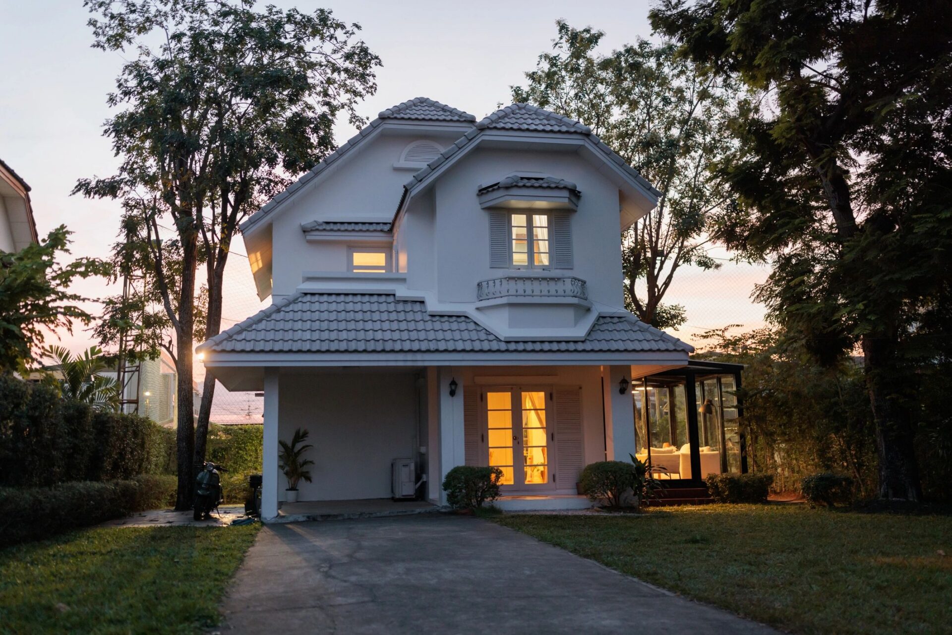 Residential home with a newly replaced roof